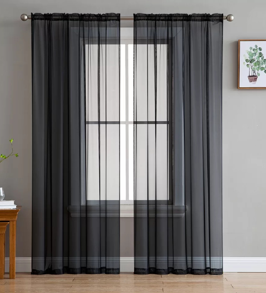 Sheer 2Pc Window Treatments Curtain Panels 90″ Inch Long Polyester (8+ colors)