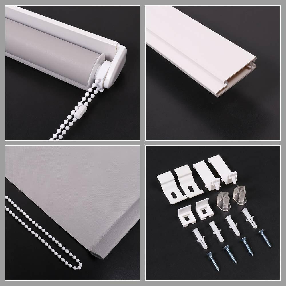 100%Blackout Waterproof Fabric Window Roller Shades,Thermal Insulated,UV Protect