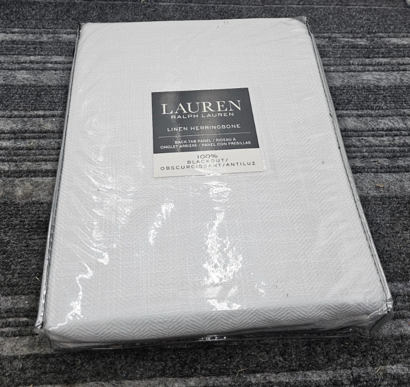 Ralph Lauren YC014936DSELE1 A201 Linen Herrinbone Back Tab Panel 52″ x 96″ White