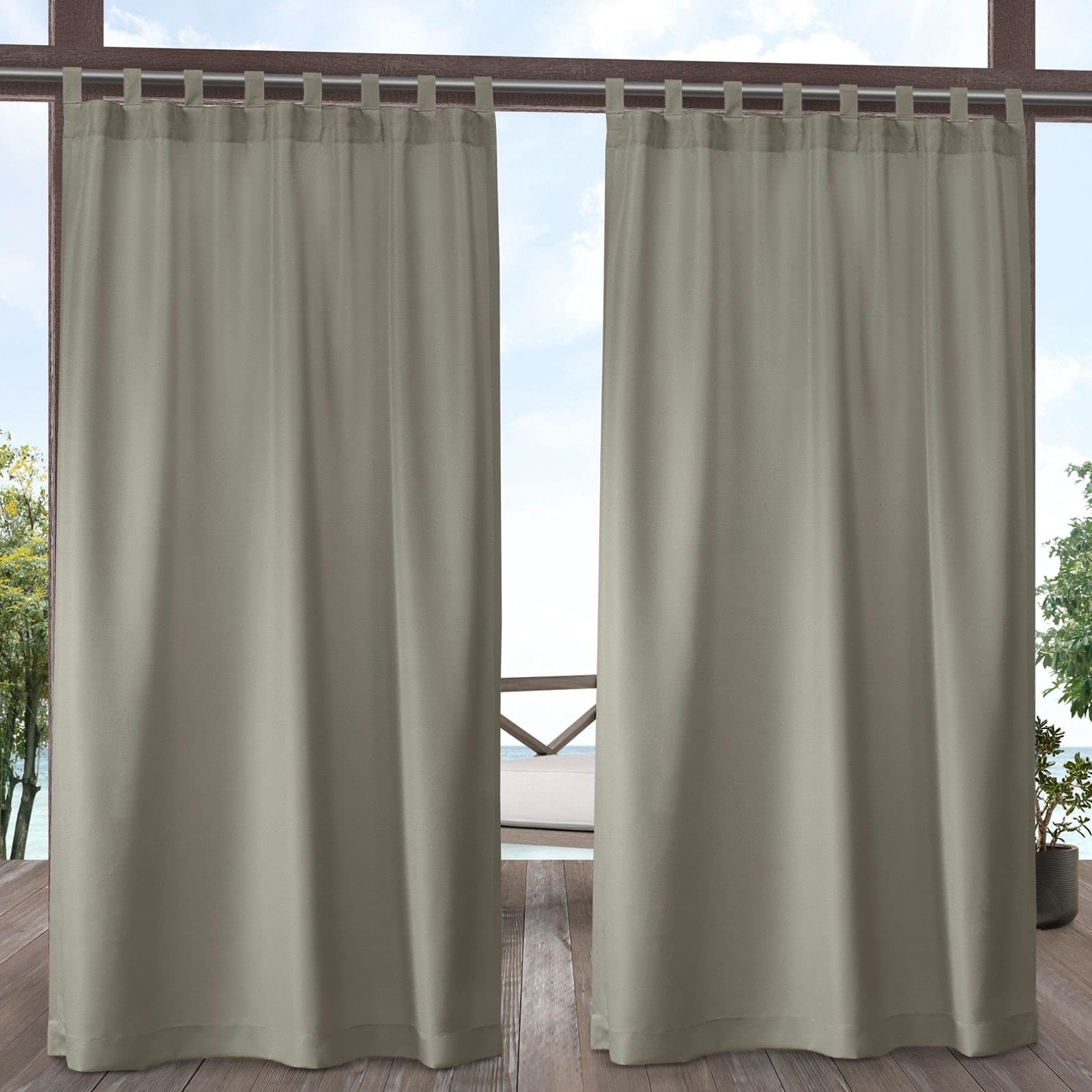 Exclusive Home Cabana Solid Indoor/Outdoor Light Filtering Hook-and-Loop Tab …