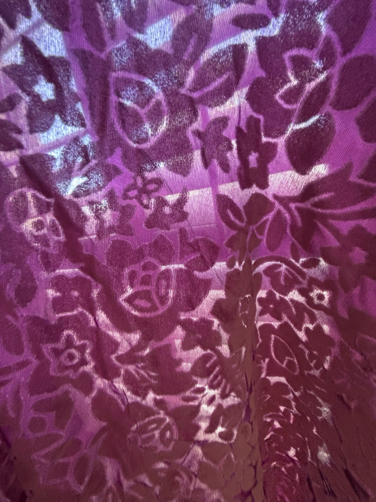 (3) 90’s Burnout Velvet Draping Swags Plum Window Scarf Floral Moody Witchy Boho