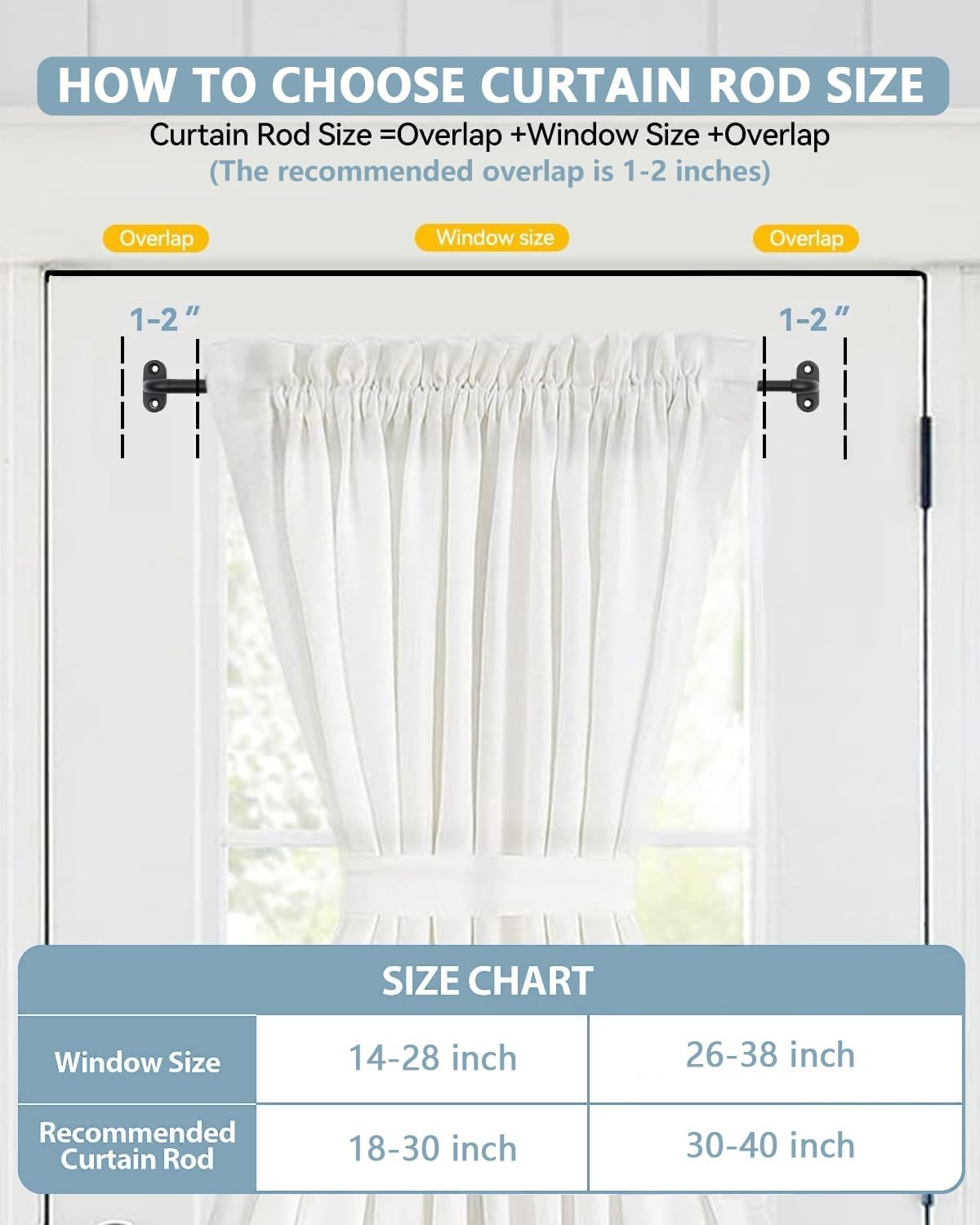 1 PCS Nickel Adjustable French Door Cafe Sash Curtain Rod 3040 Inch 3/8 In