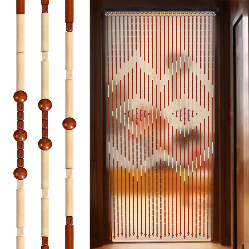 90x175CM Wooden Beaded Bamboo Door Curtain Hanging Fly Screen Blind Divider Room