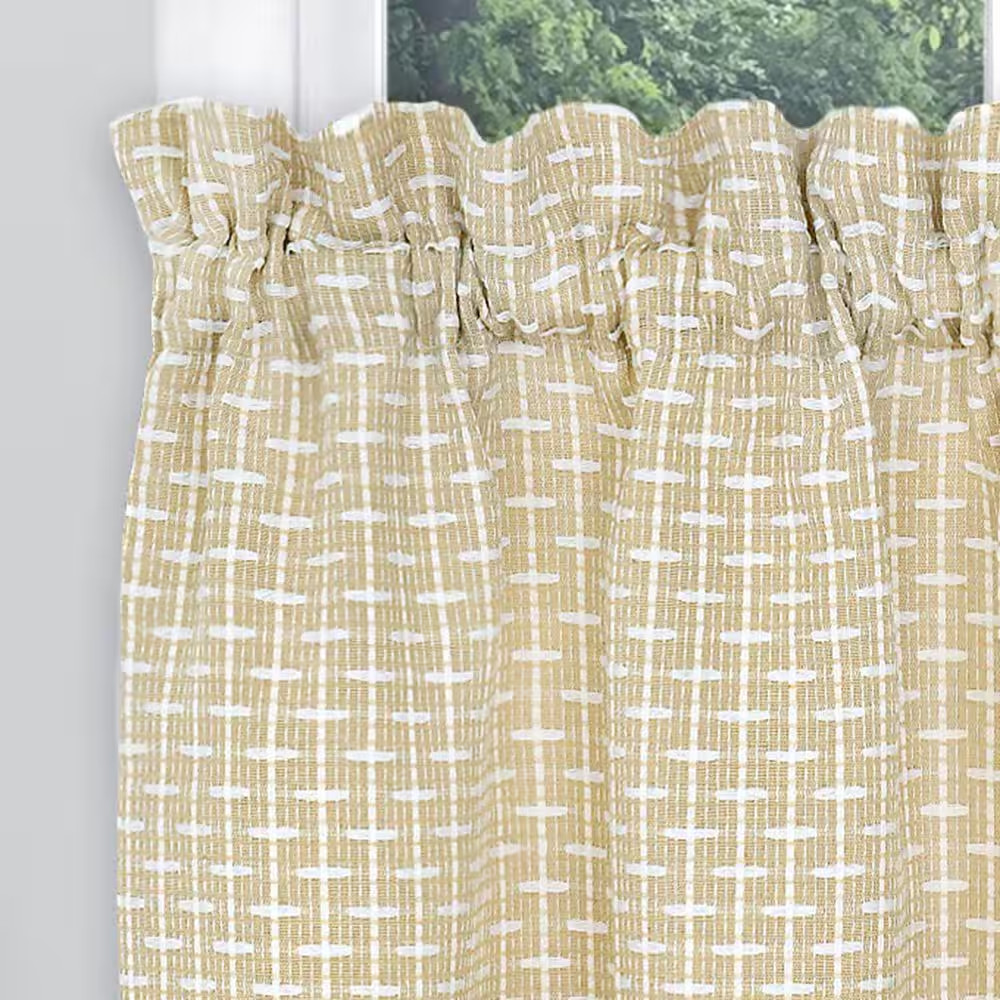 Bedford Tan Polyester 58 In. W X 36 In. L Front Tab Light Filtering Curtain (Dou