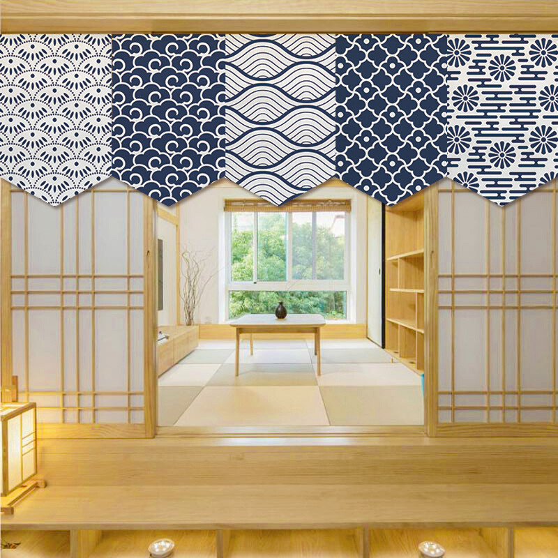 30X50cm Ukiyoe Wave Short Noren Hanging Flag Home Restaurant Kitchen Room Decor
