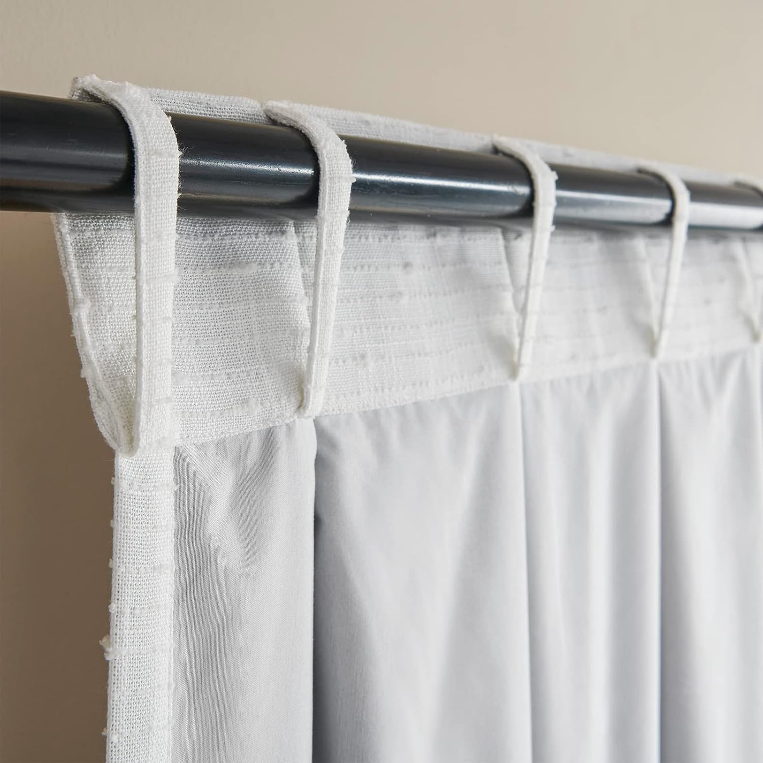 Pinch Pleated Linen Sheer with Liner for Bedroom,Back Tab Elegant Stripe 100% Bl