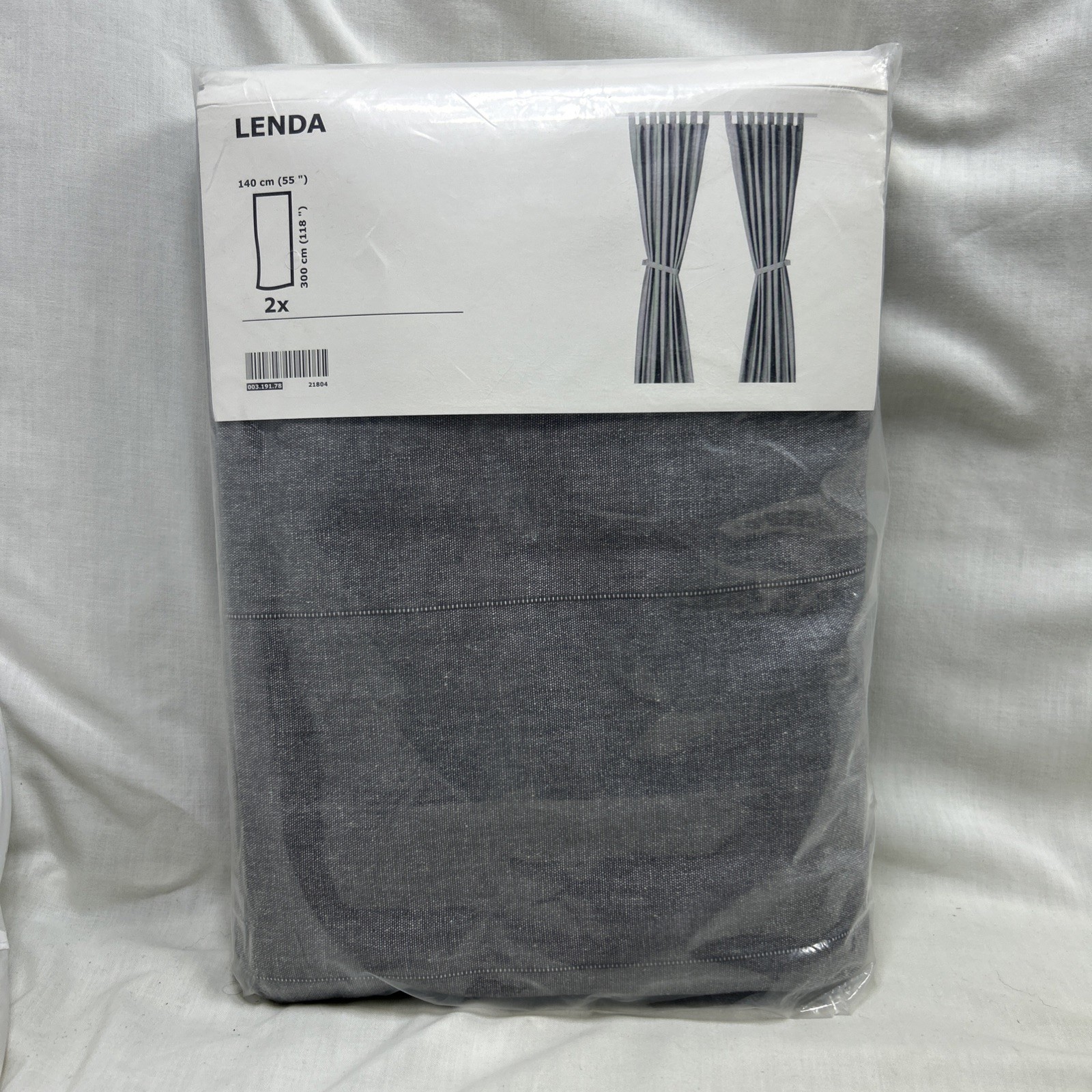 Ikea LENDA Curtains With Tie-Backs 55”x118” 1 pair, Grey Gray 003.191.78 – NEW!