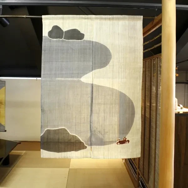 Japanese Linen Long Noren -Traditional Door Shop Curtain Natural Beige Gift