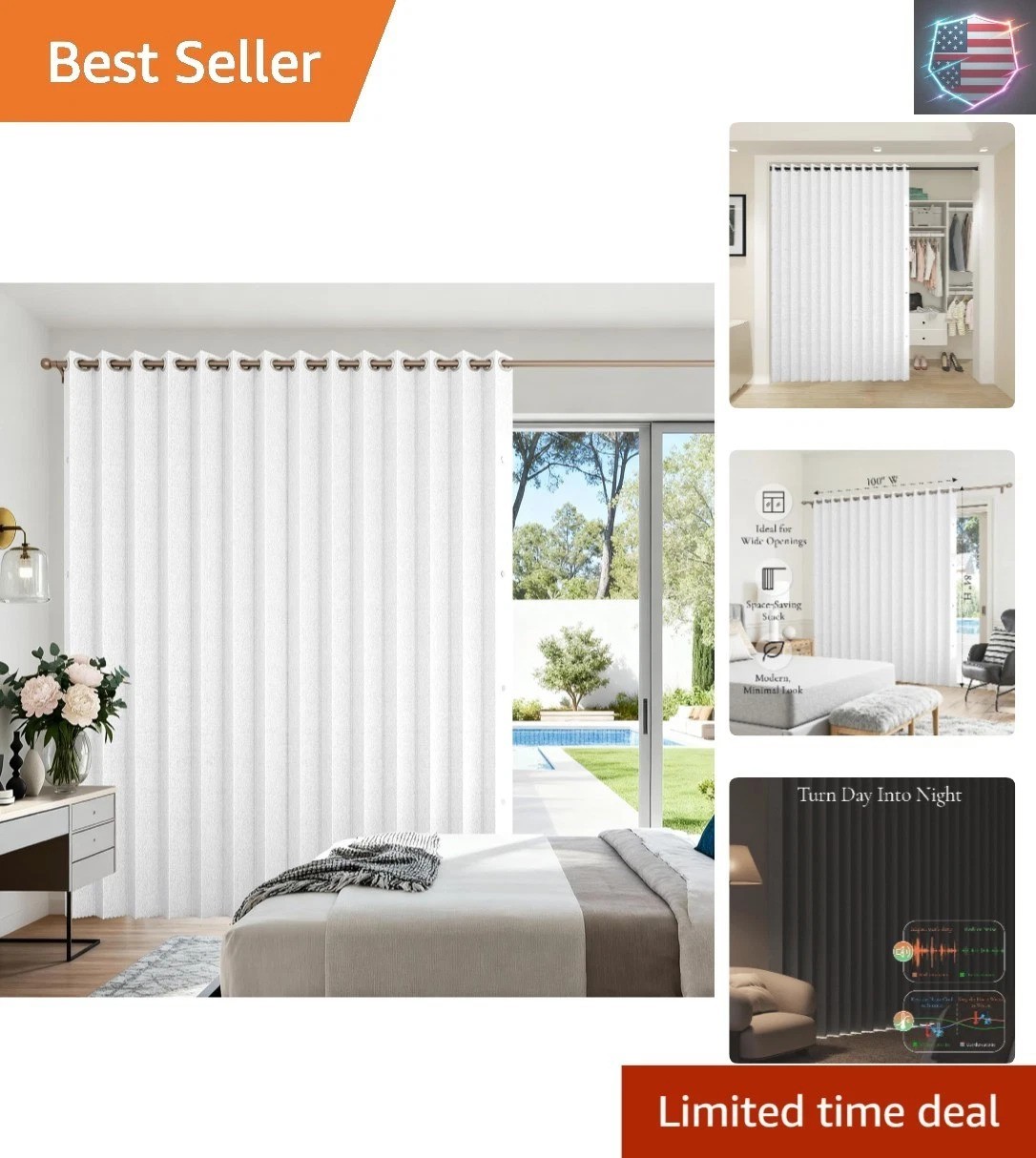 Fabric Vertical Shades & Blinds, 100% Blackout Door Shades, Window Shade, Ver…