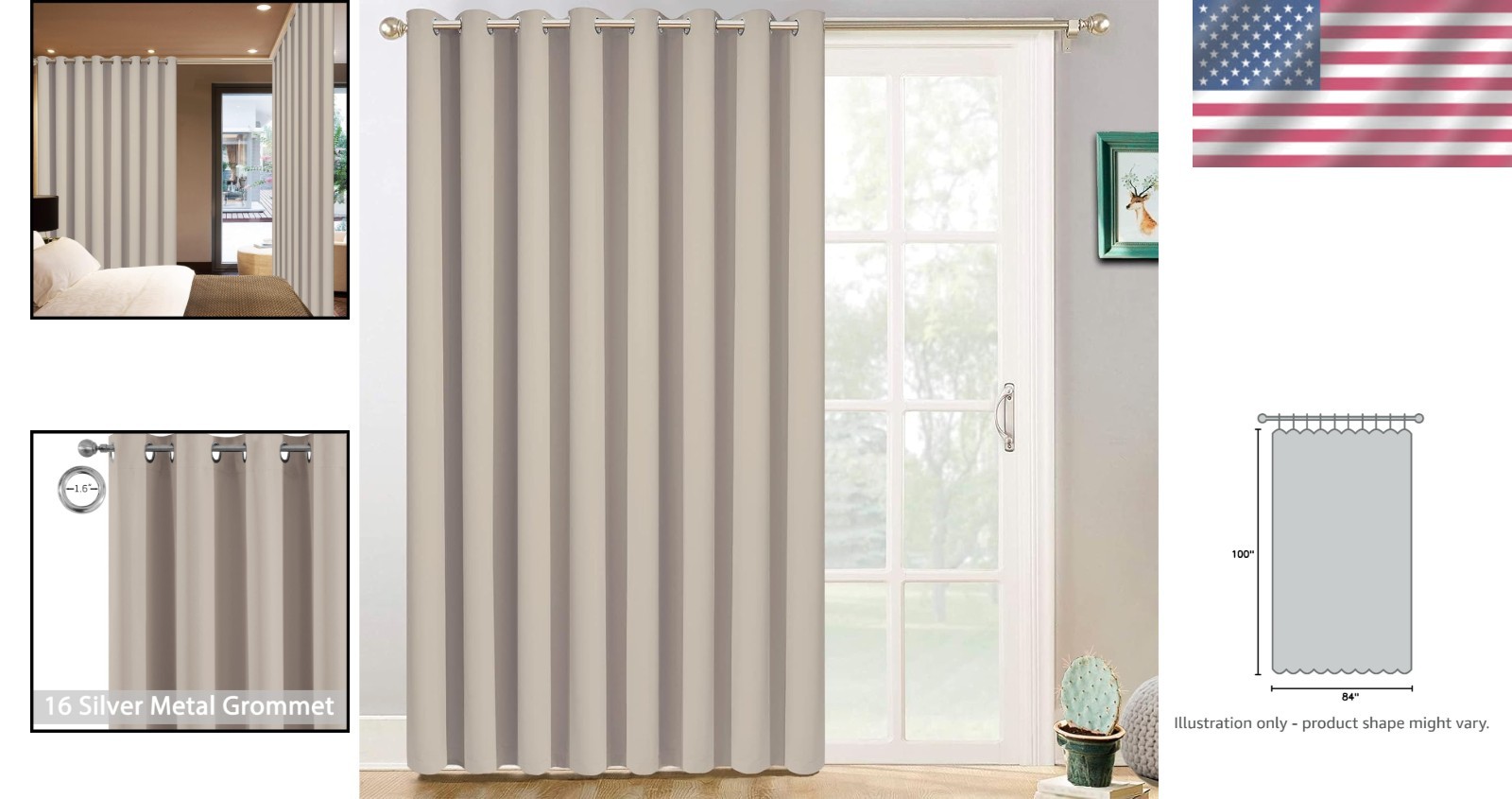 Versatile Extra Wide Blackout Curtains for Any Room – Natural, W100 x L84