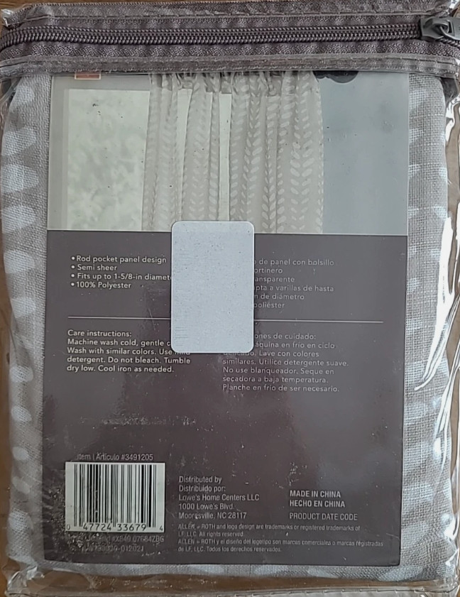 Allen Roth Willow 84-in Taupe Polyester Semi-Sheer Single Curtain Panel *443