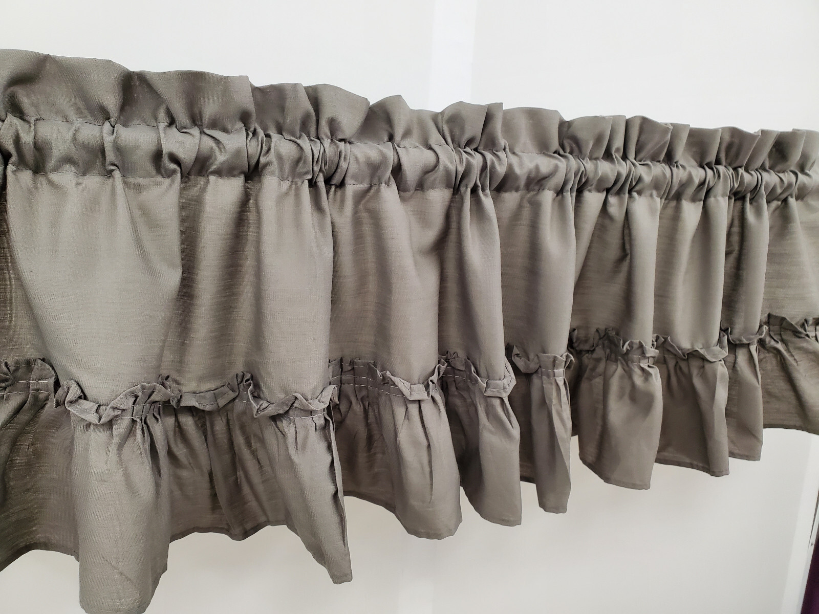 Stacey Solid Light Filtering Cafe Curtain Tier or Valance or Swag GREY GRAY