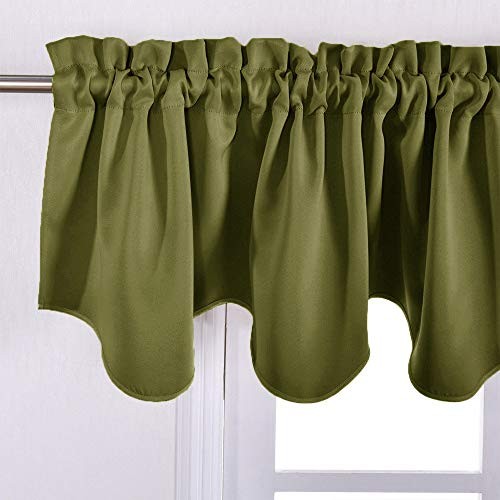 Window Treatment Farmhouse Valances – Blackout 52″W x 18″L (Pack of 2) Olive