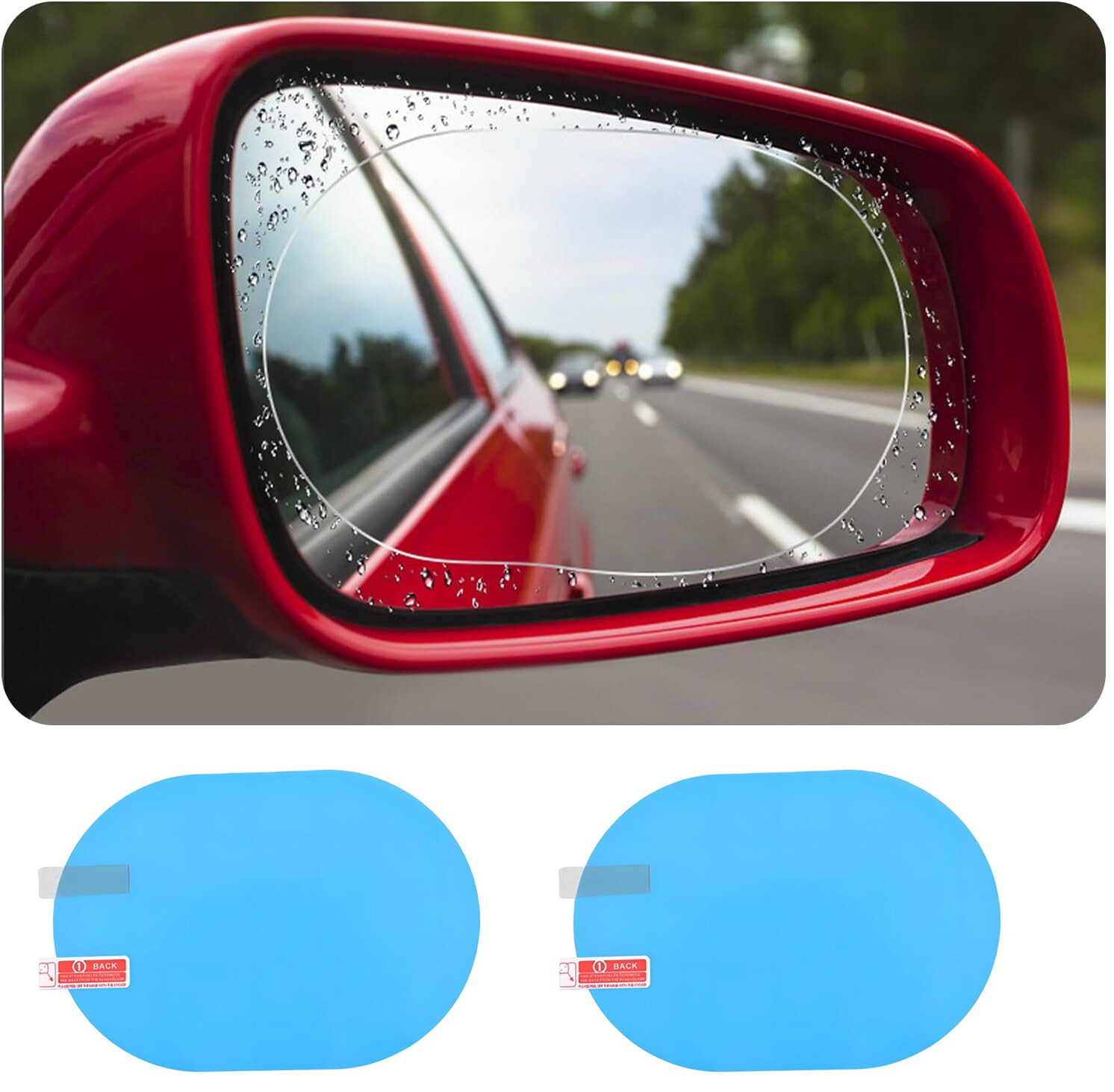 Car Rearview Protective Side Windows Sticker Anti Fog Waterproof Mirror Film 2PC