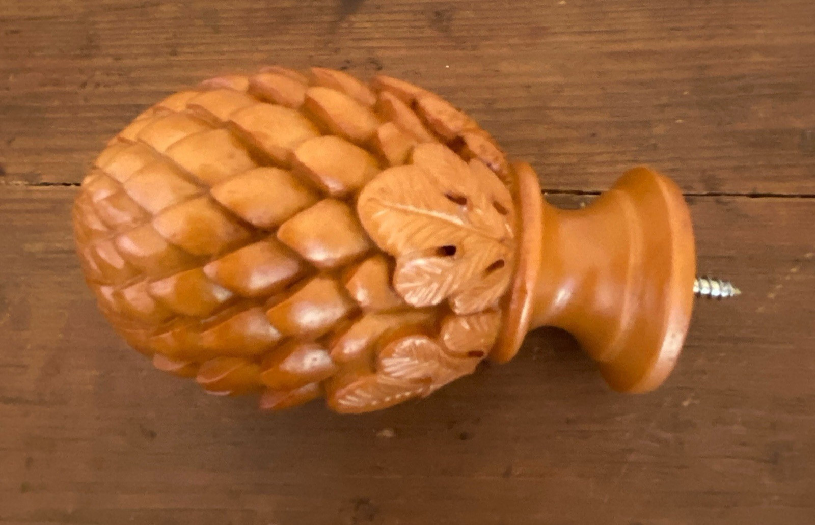 Pineapple Finial Curtain Rod End Holdback Brown Resin Screw On Molded Lot Of 8