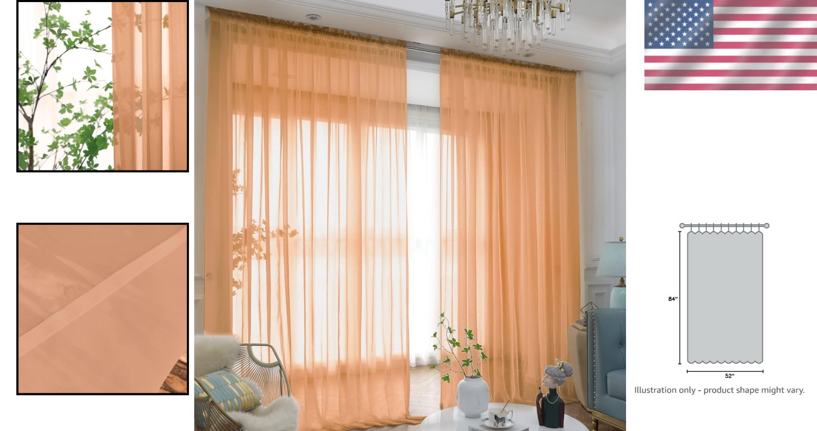 Versatile Brown Sheer Curtains 84″ L, Stylish Rod Pocket Panels For Any Room