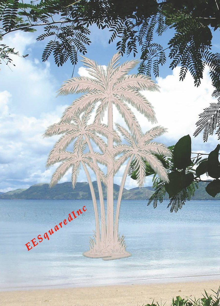 Palm Trees Window Cling OVAL 15×23 Etched Glass Look Decals Tropical Door Decor