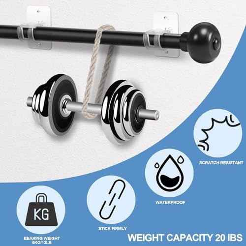 No-Drill Curtain-Rod Adhesive-Brackets Adjustable-Holder – 20 6PCS Transparent