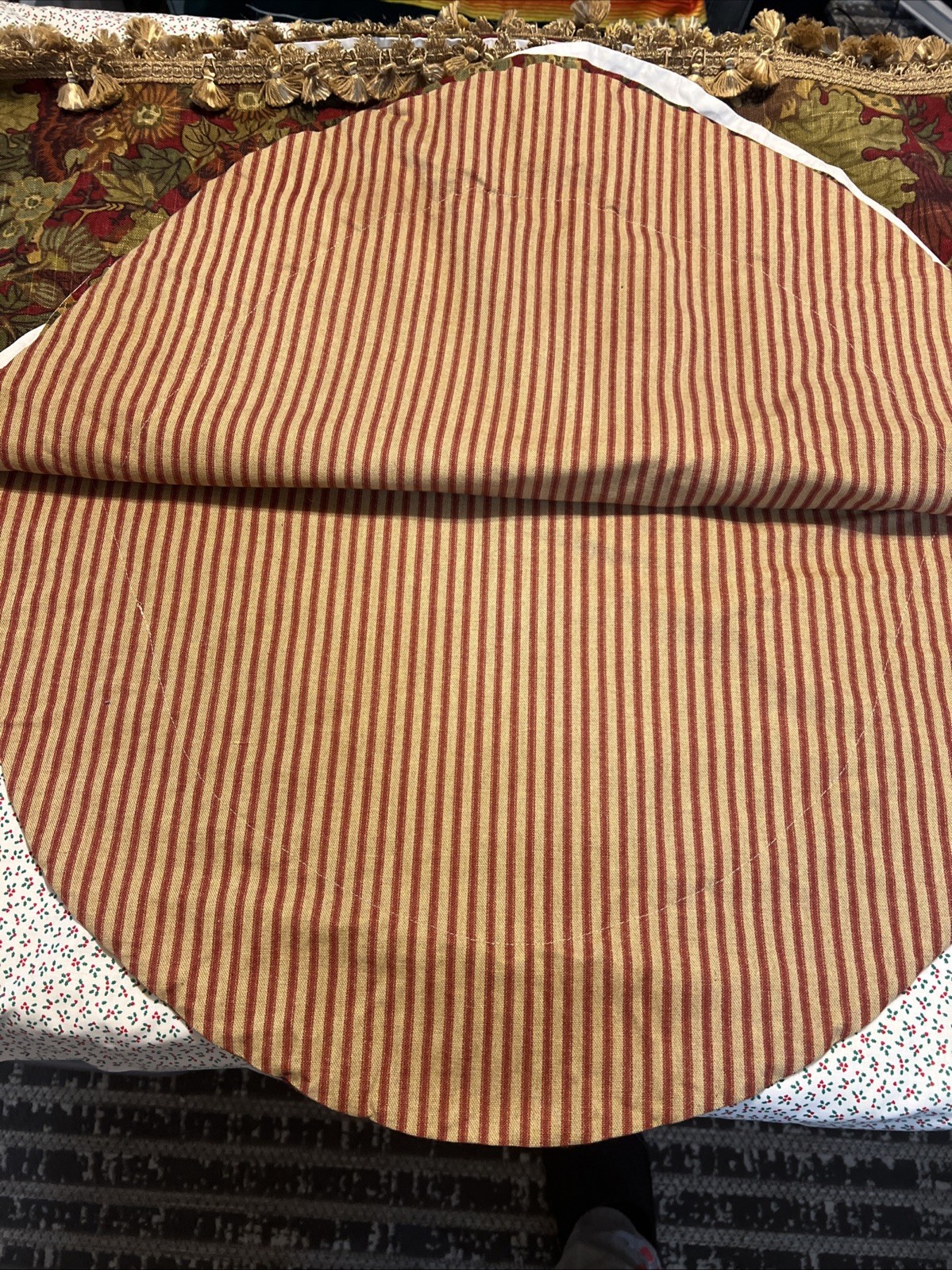 Vintage Custom Scalloped Floral Tapestry Valances Set of 2 w/ 2-Tone Fringe 130”