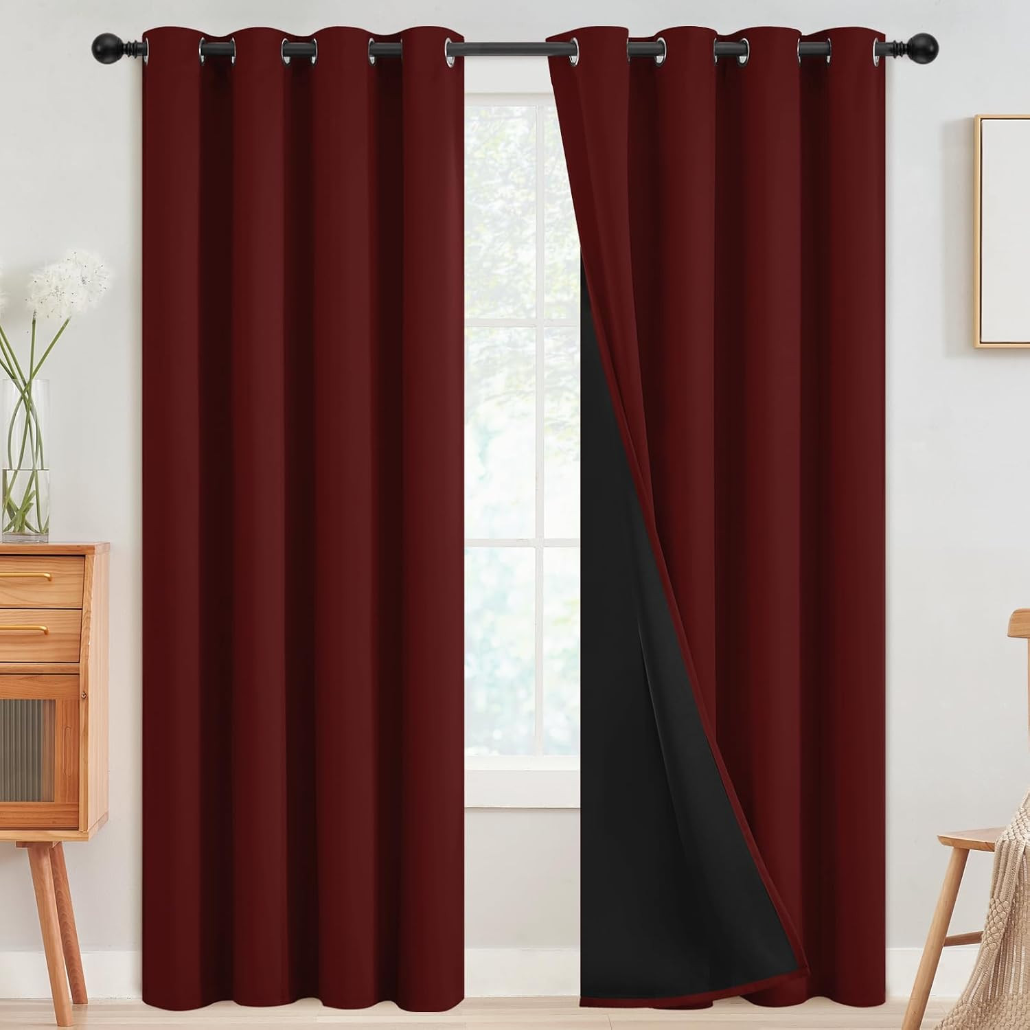 Beige 100% Blackout Curtains Room Darkening Living Room 84 Inch | Curtains for B
