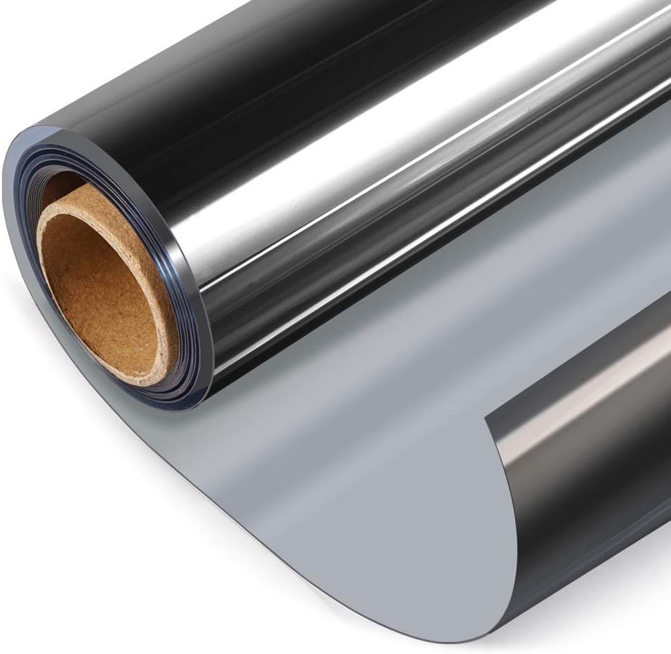 One Way Privacy Window Film Black Silver 29.5 x 78.7 Inch Static Cling UV Heat