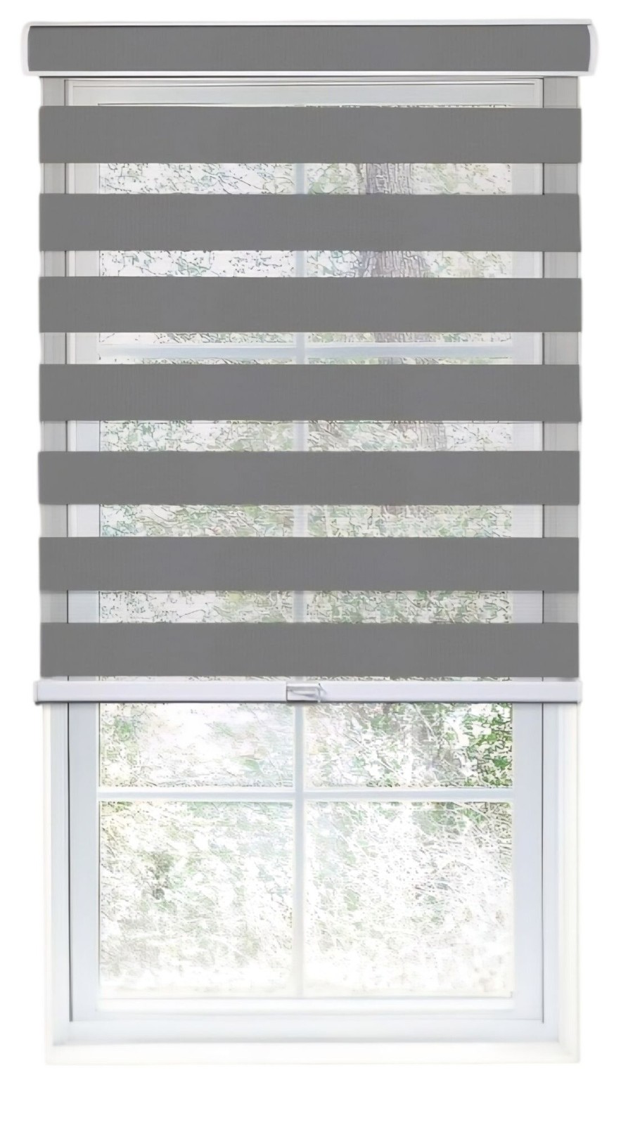 Chicology 34″W X 72″H Cordless Zebra Blinds Basic Slate Dual Layer Roller Shade