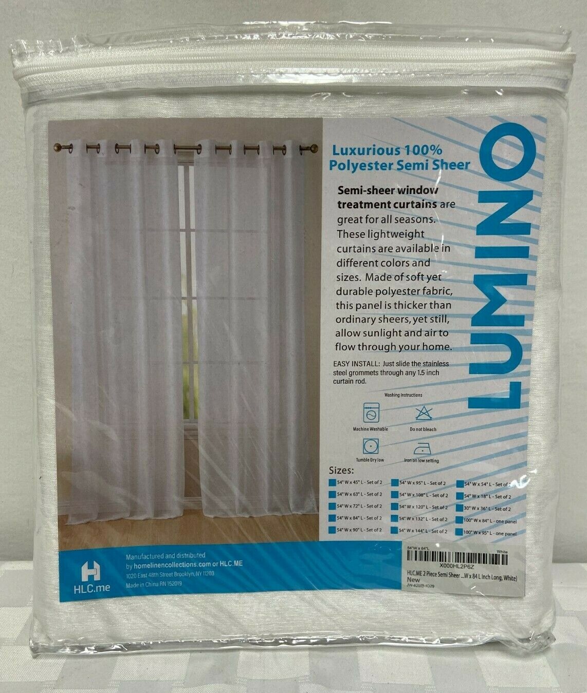 2 Semi Sheer White Curtain Panel Pair 54″ by 84″ Each Lumino