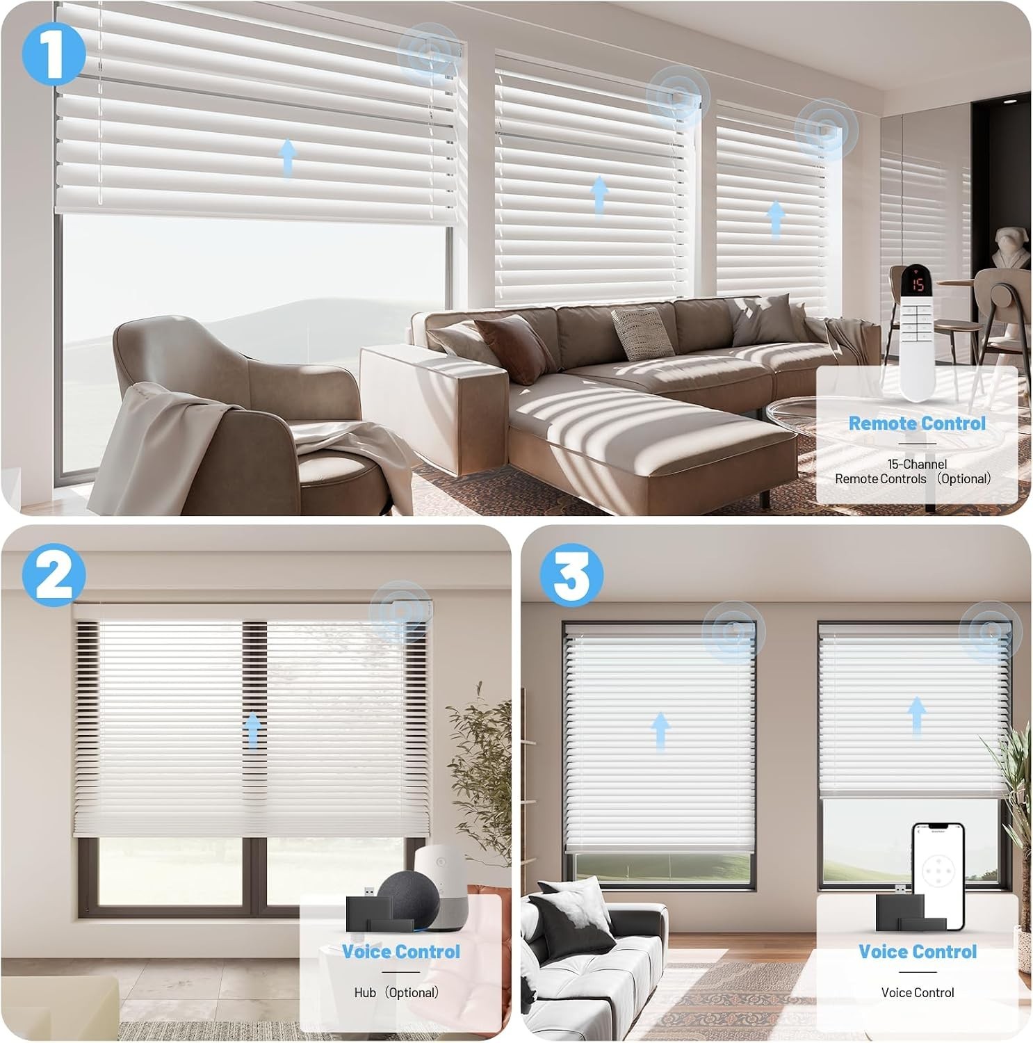 Motorized Smart Blinds with Remote Control – Solar Powered, Cordless, Automatic