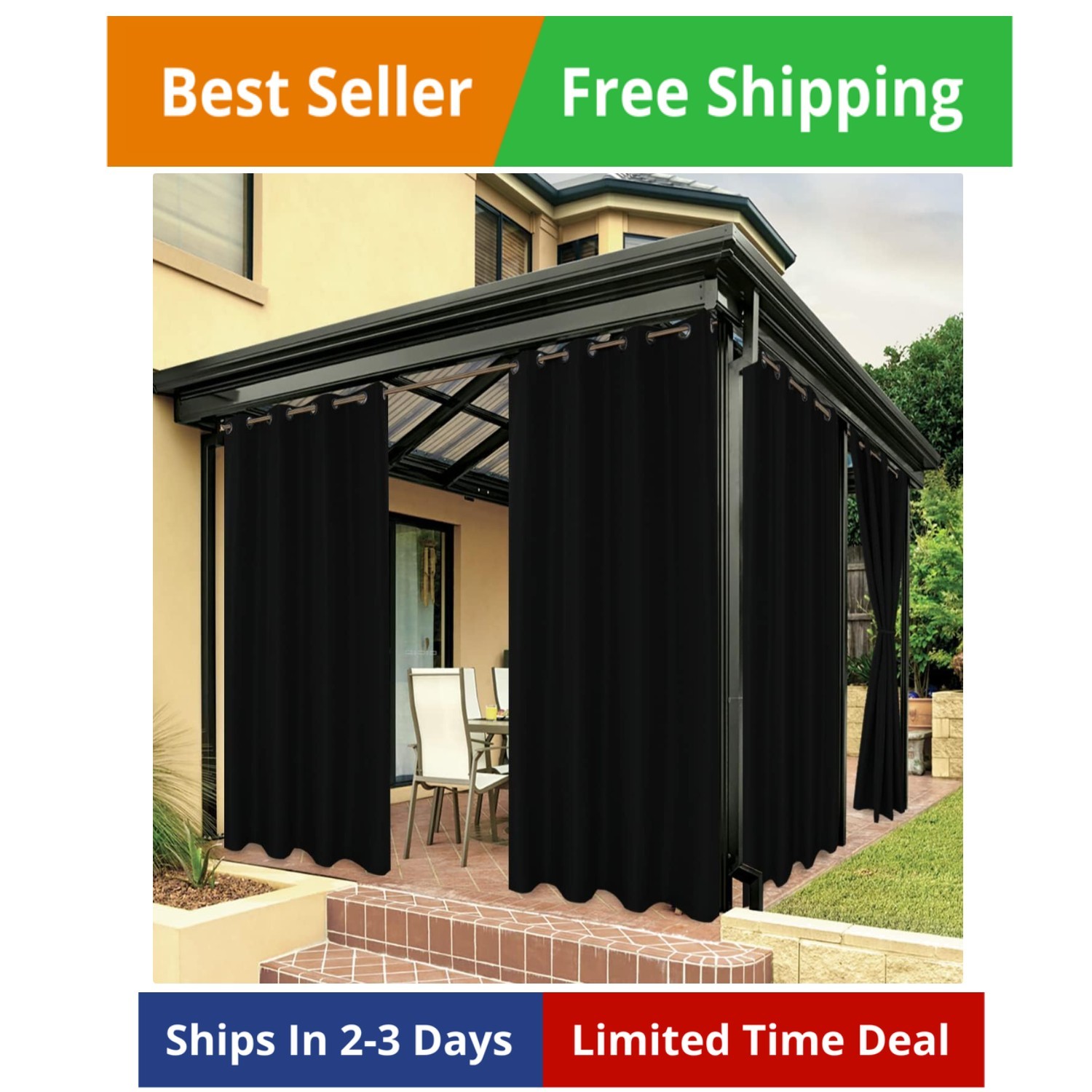 Outdoor Curtains for Patio Water Resistant Heavy Privacy Light Filtering Grom…