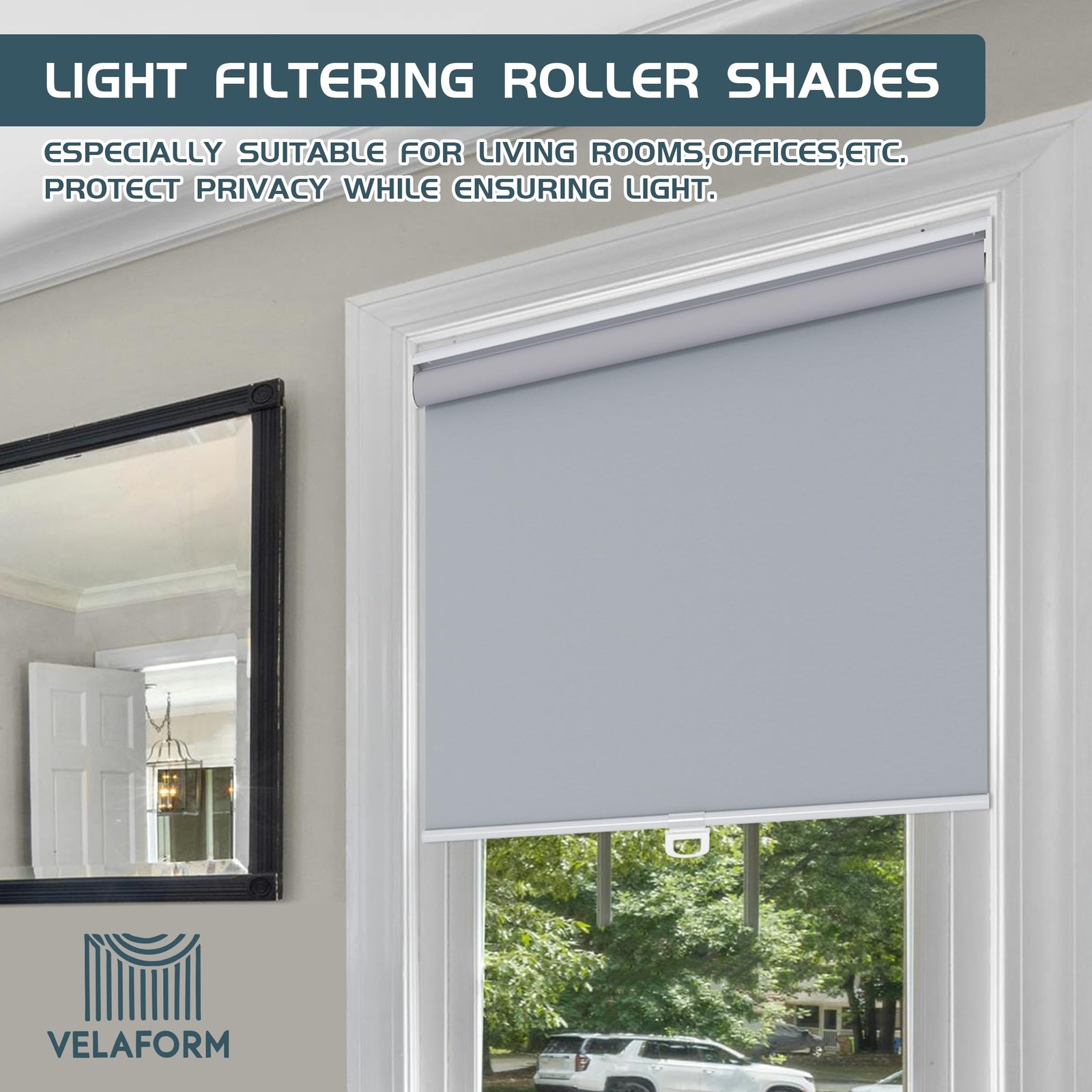 Cordless Roller Shades – Blackout Blinds with UV Protection, Room Darkening f…