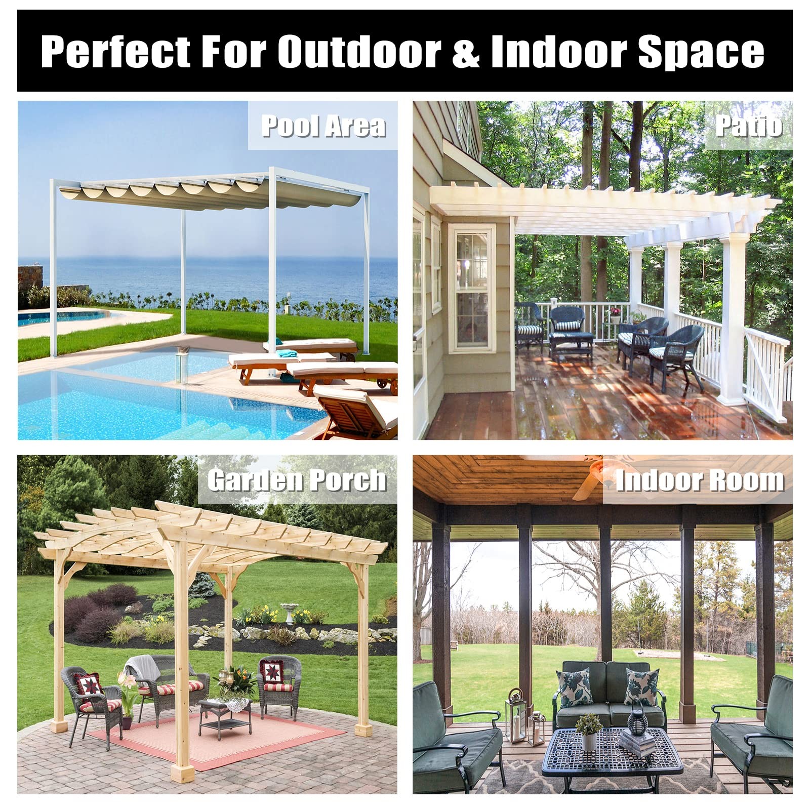 Outdoor Curtains Waterproof Windproof Weatherproof Curtain for Patio, Cabana,…