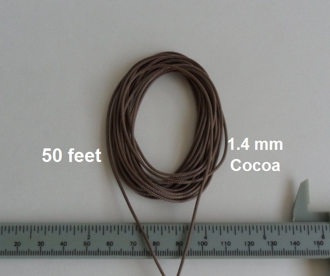 50 Feet 1.4 mm Blinds Shade Lift Pull Cord String Rope, Cocoa color.