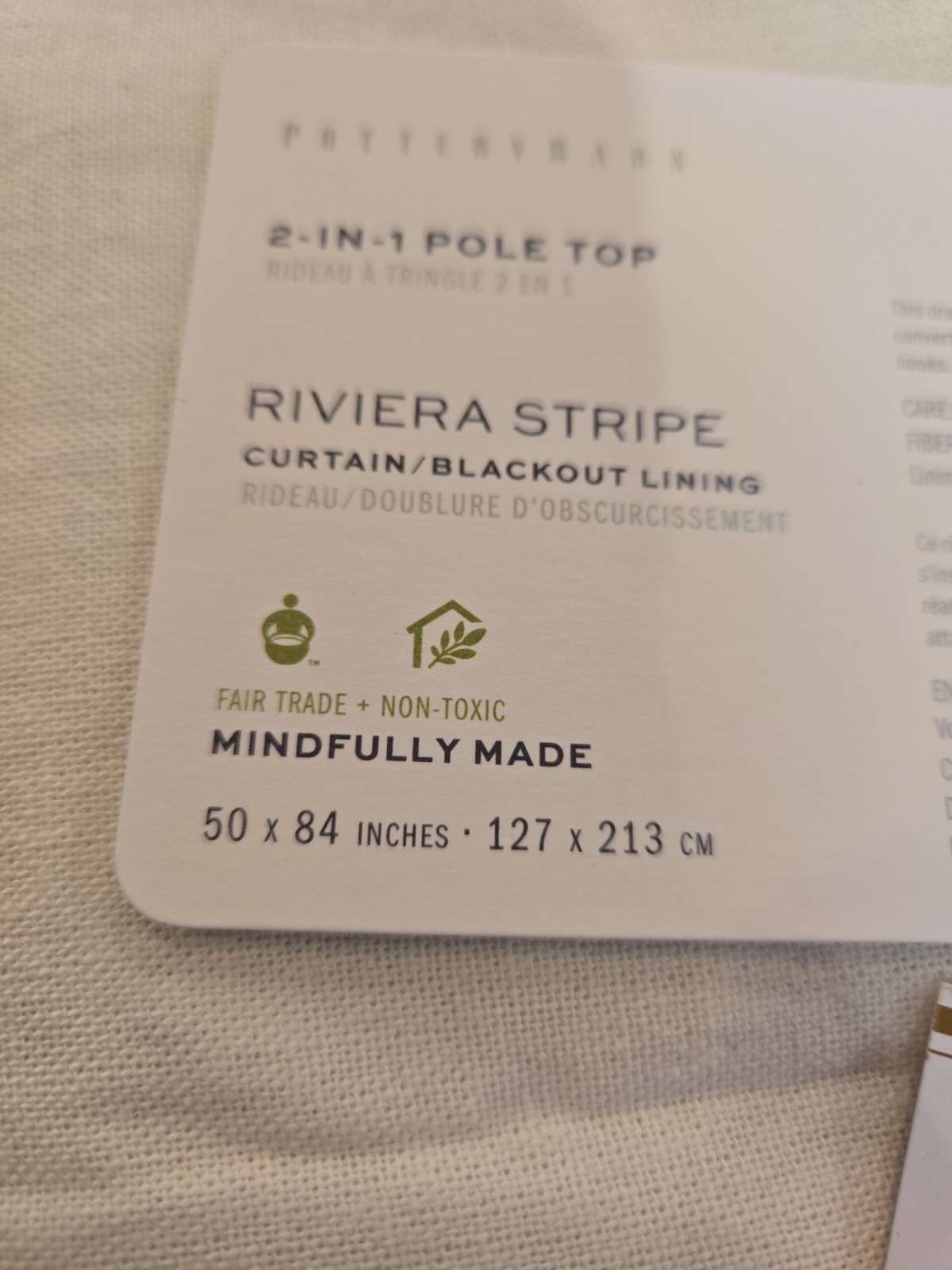 Pottery Barn Linen cotton blend Riveria Stripe navy blue blackout 50x 84 NIP