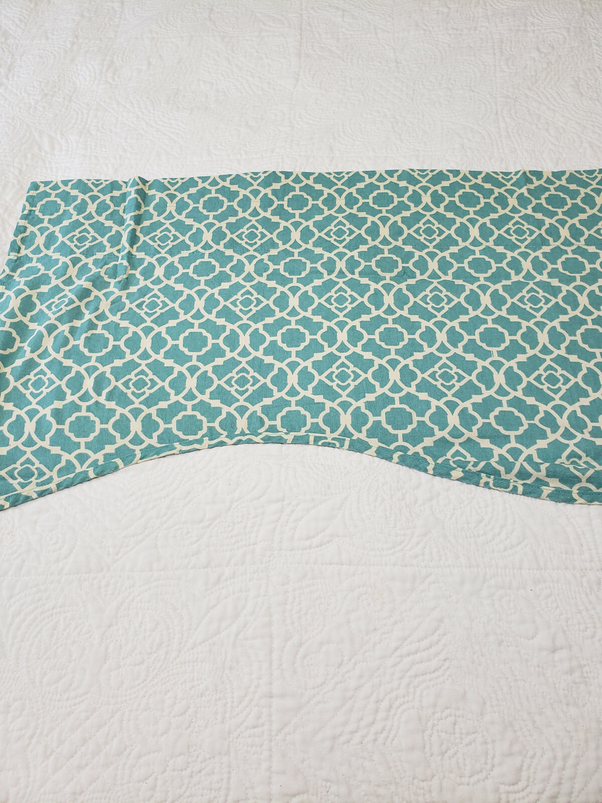 Waverly Valance Turquoise White Lattice 48 X 17.5 in