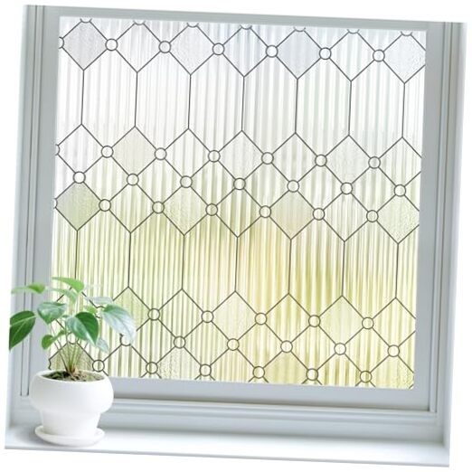 Glass Window Privacy Film, Frosted Glass Window Film 17.5 x 78.7 inches Reeded