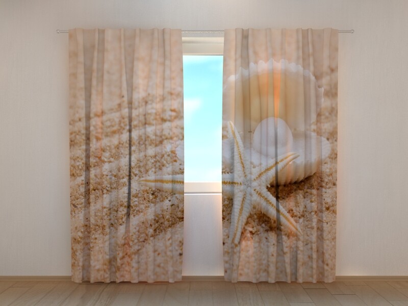 Window Curtain Printed with Pearl on the Seashell Image Wellmira Made to Measure