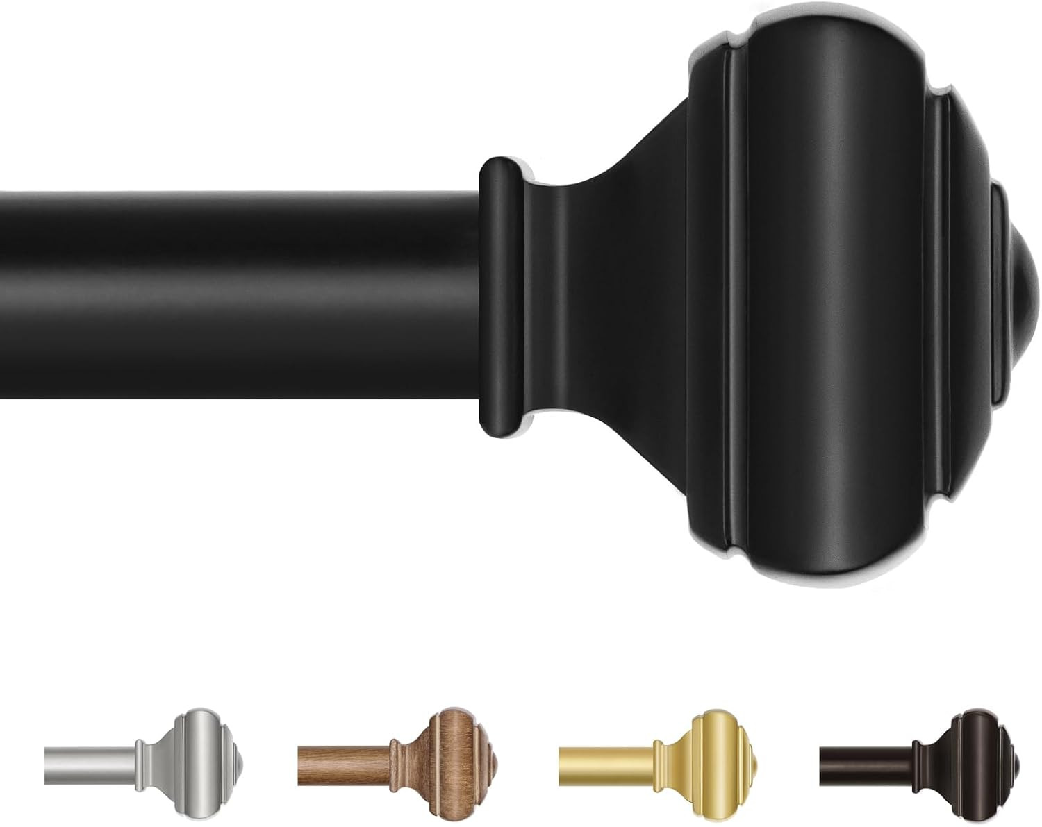 Black Curtain Rod 32 to 58 Inch(2.6 to 4.8 Ft) with Brackets, 7/8 Inch Splicing