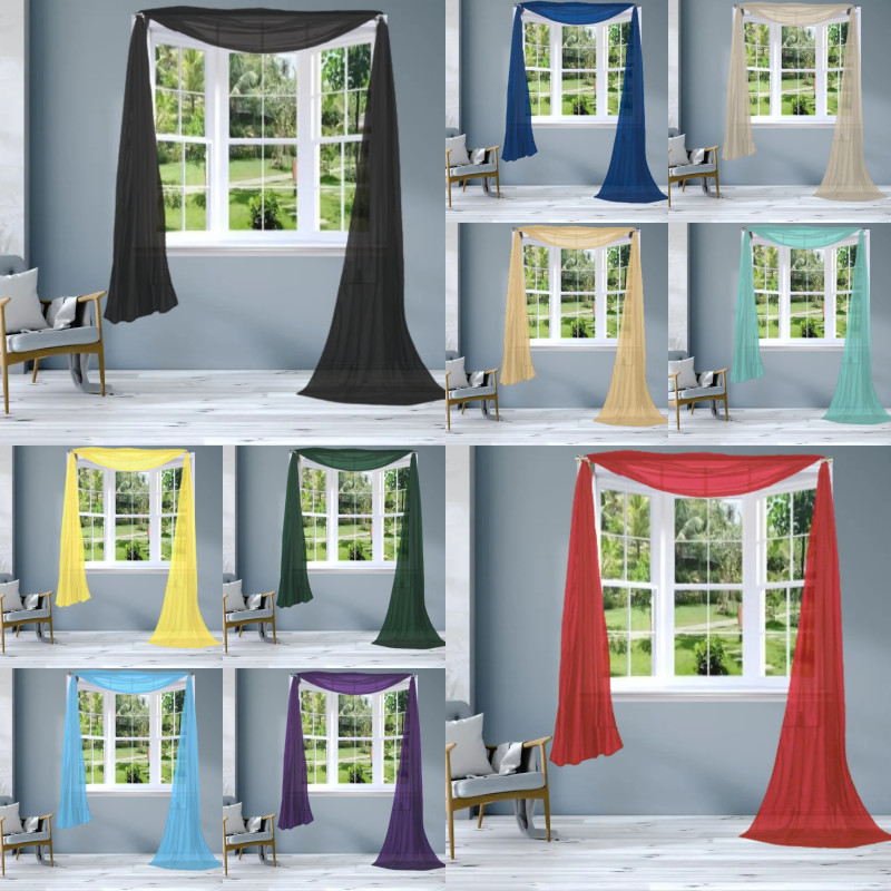 1PC INDOOR/OUTDOOR VERSATIL SCARF VALANCE CURTAIN TOPPER SOLID SHEER 37″ X 216″