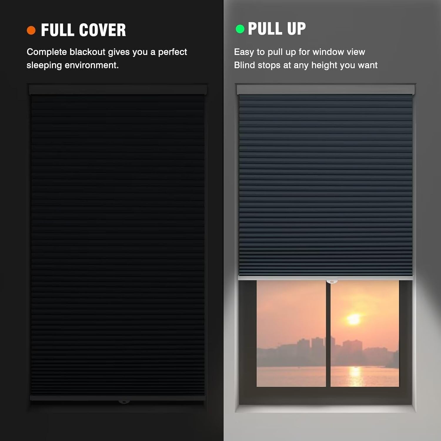 Changshade CUSTOM CUT Cordless Blackout Honeycomb Cellular Shades Window Shades