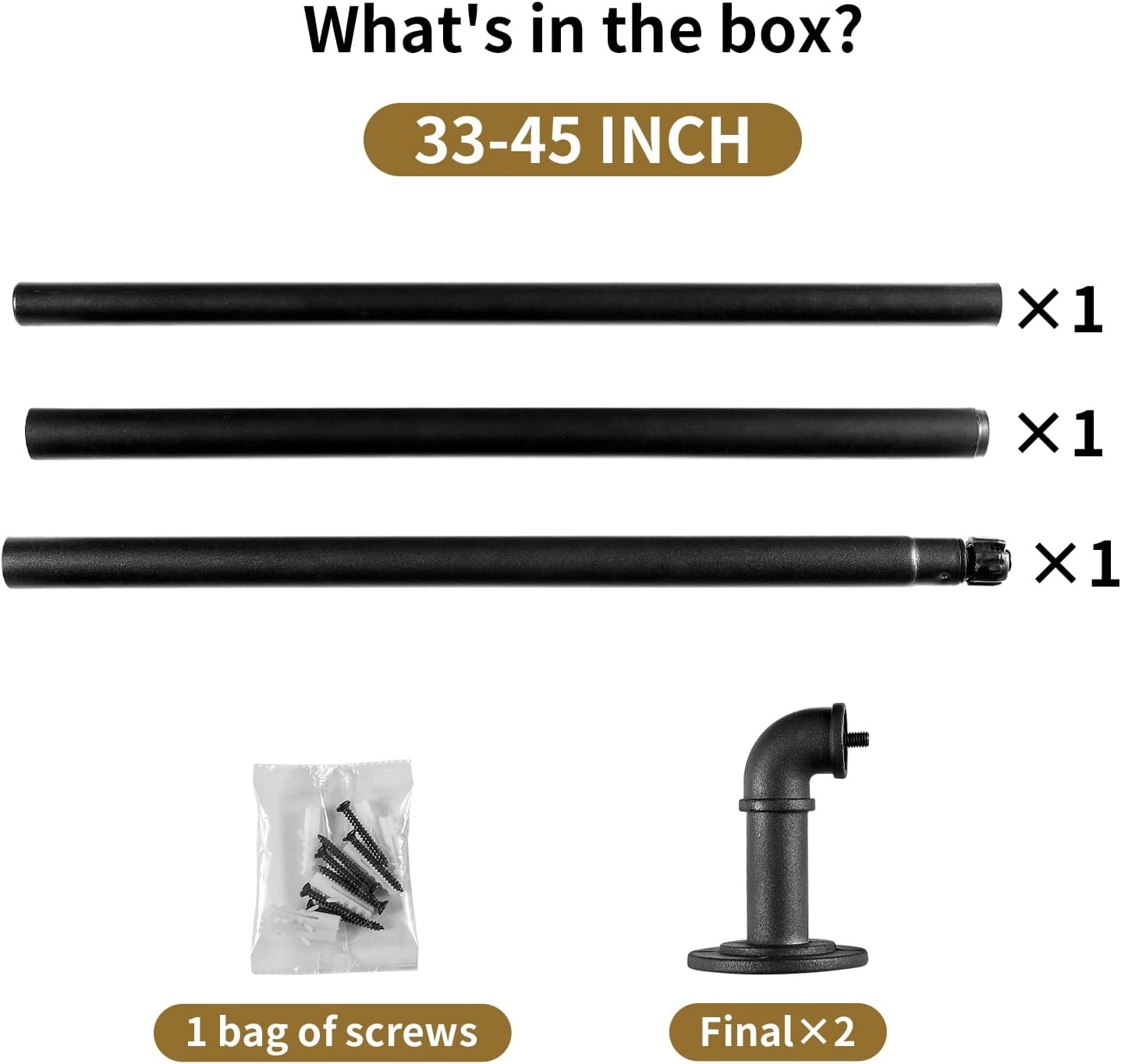 Industrial Curtain Rods for Windows 28 to 48 Inches, Blackout Wrap Around Curtai