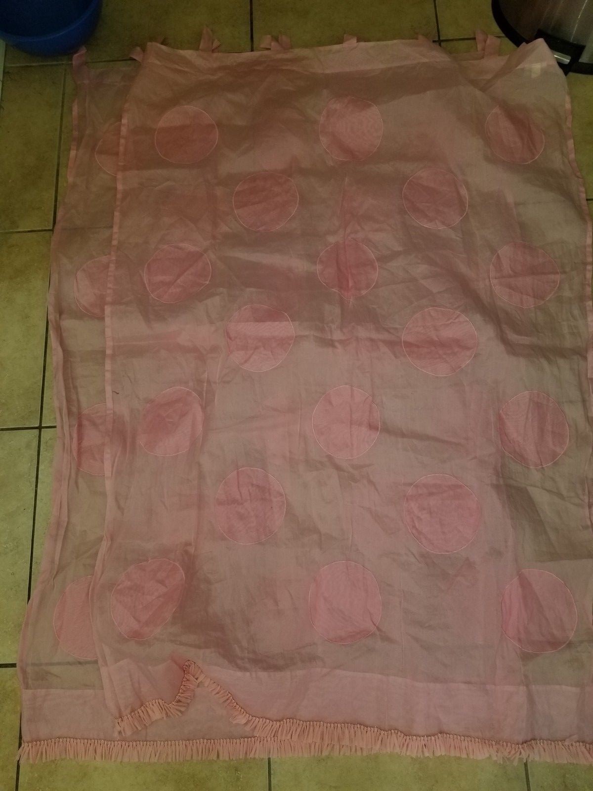 Pottery Barn Teen “Dot Applique – Pink” Sheer Drapery Panel 44″ X 63 – 2 Panels