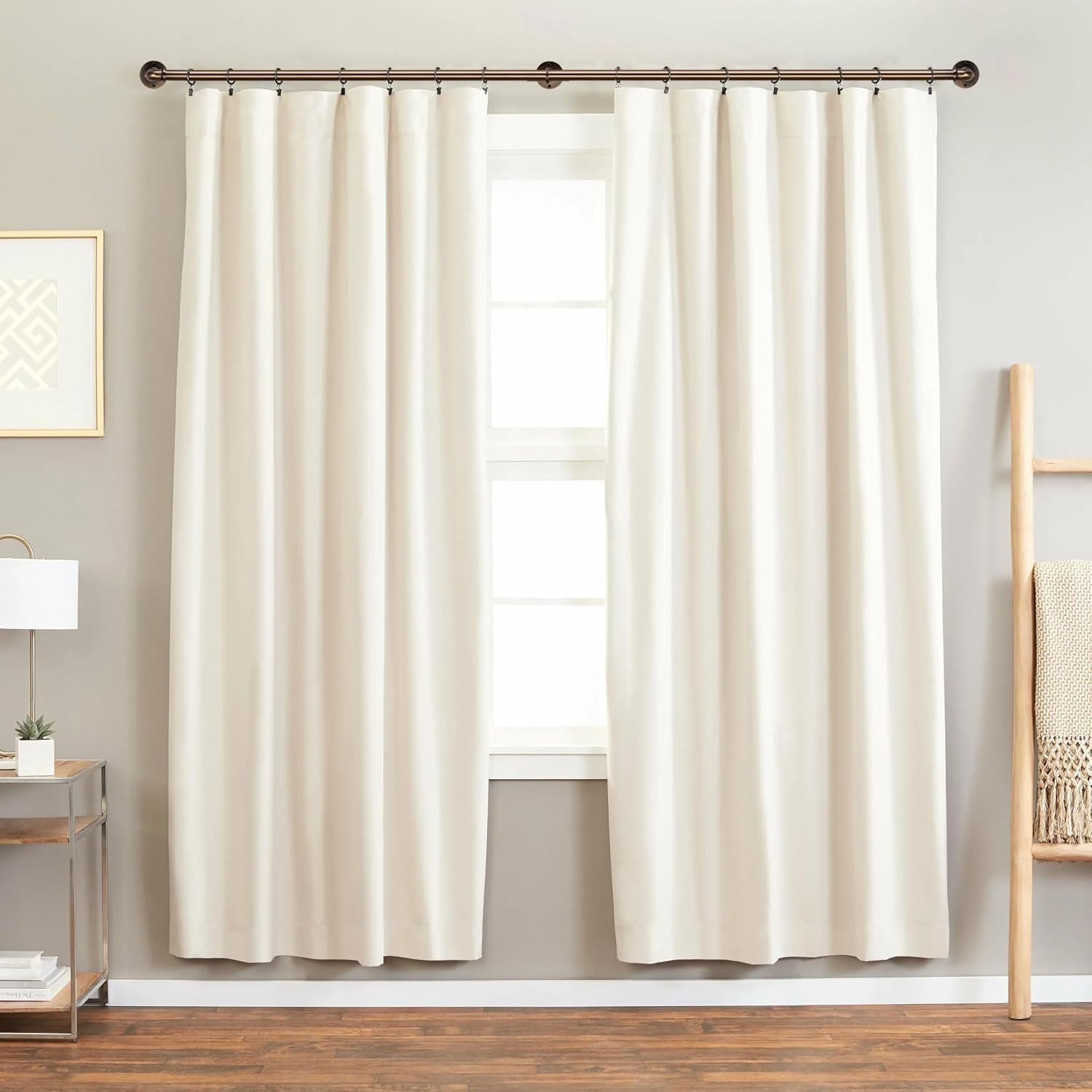 Durable Heavy-Duty Blackout Curtain Rod, 18-120in Antique Brass with Wraparound