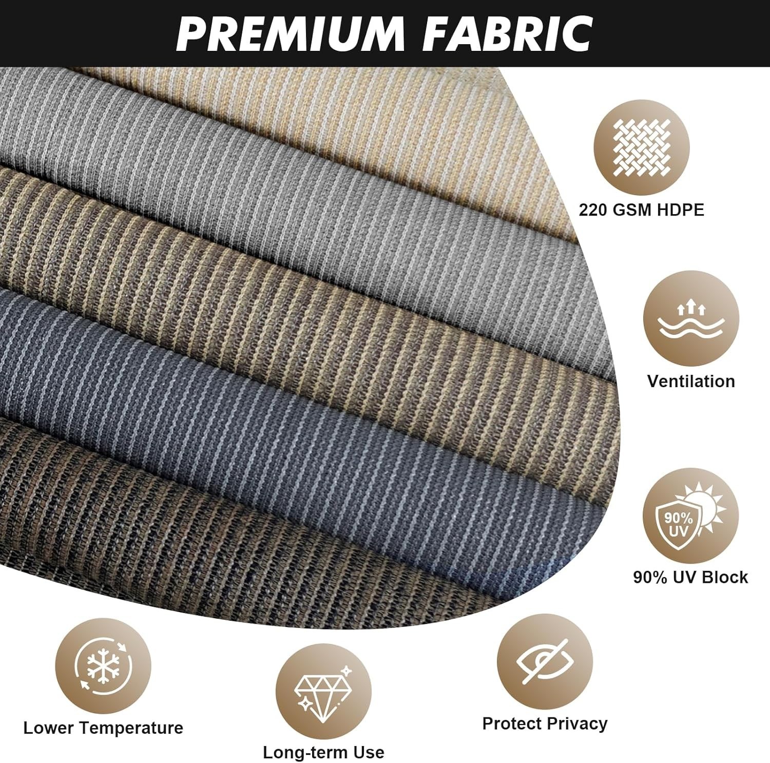 Outdoor Roller Shade 8′ W x 6′ H, Gray Exterior Cordless Patio Shades Roll Up…
