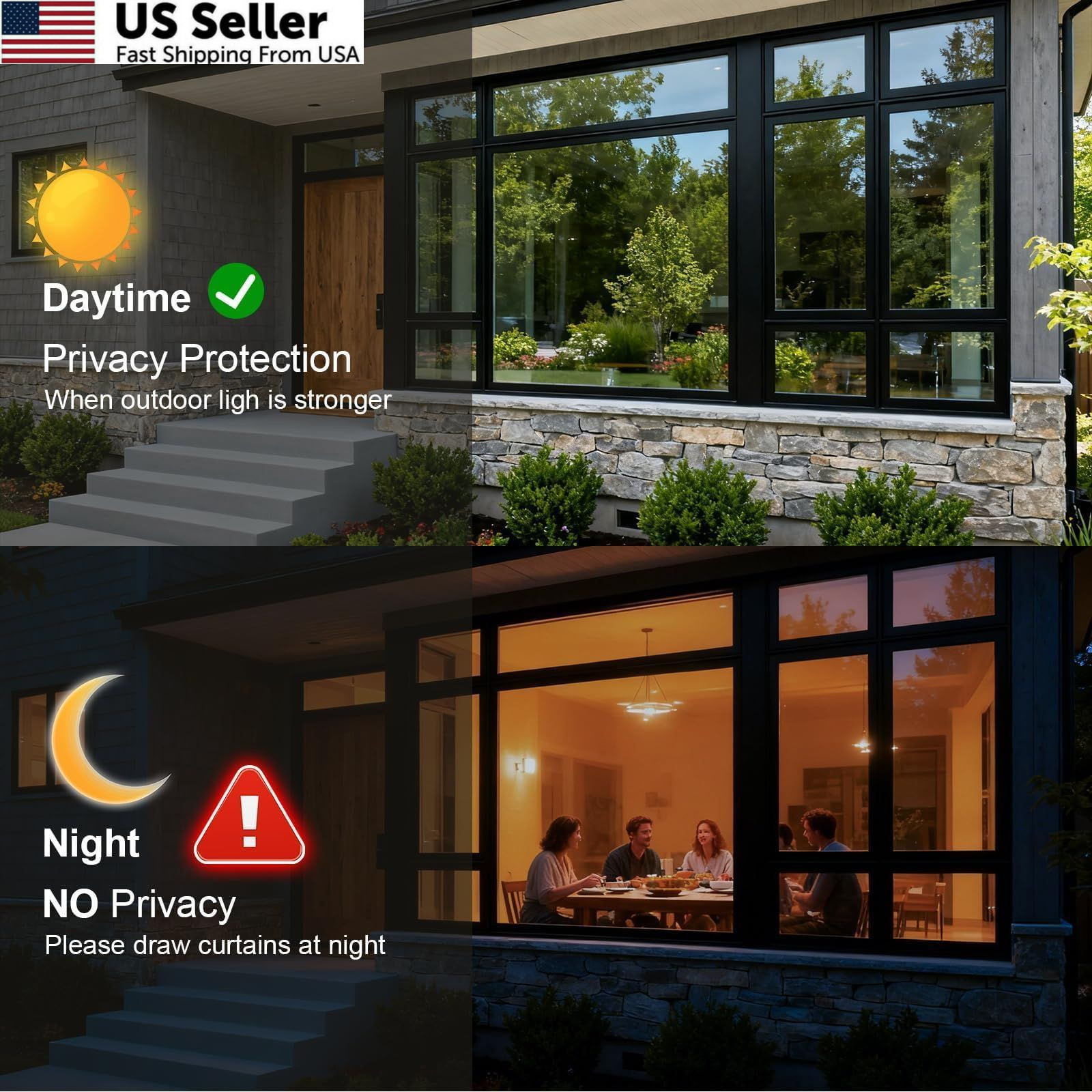Dwersty One Way Daytime Window Privacy Film See 17.5 Inch * 78.74 Inch, Black