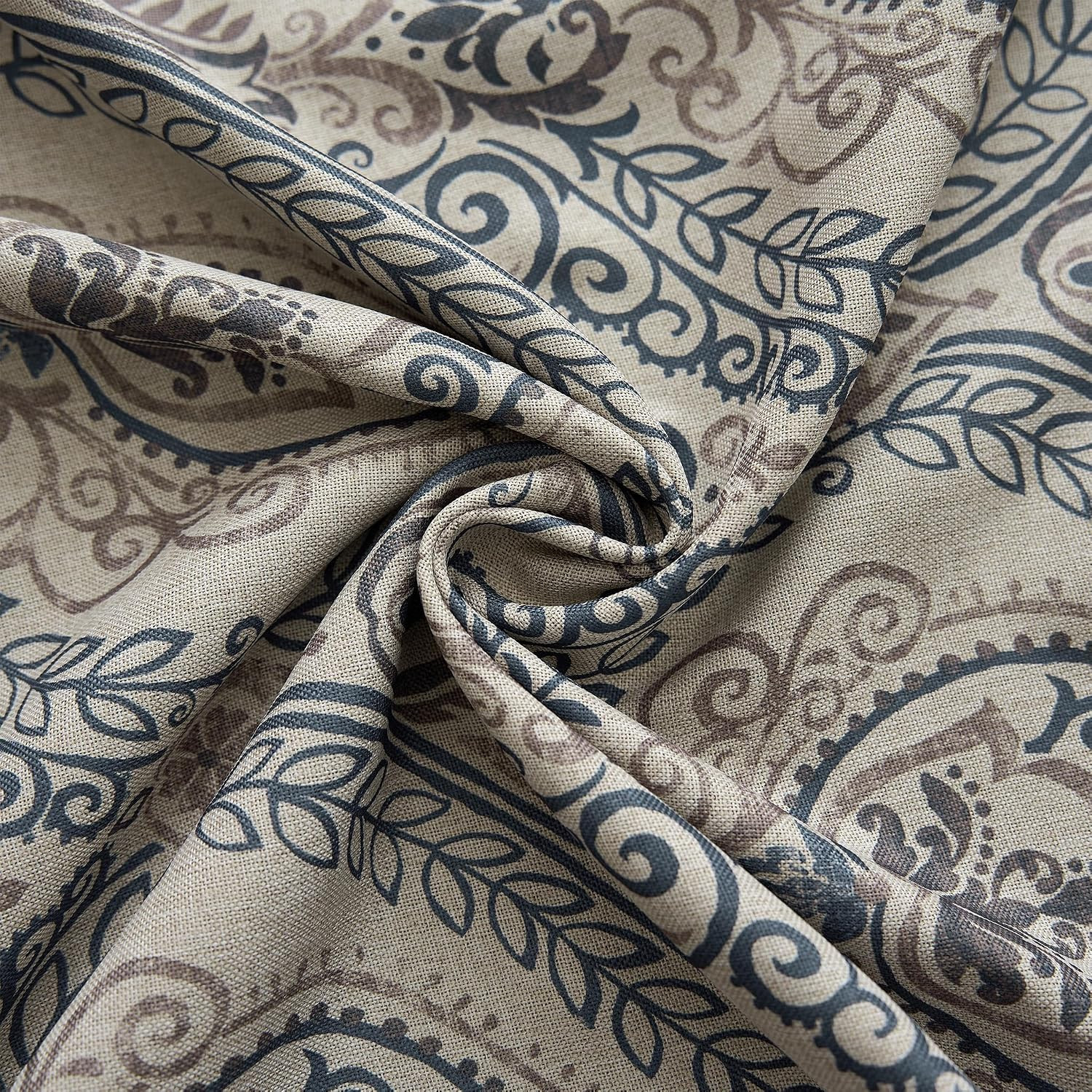Linen Textured Curtains for Living Room Darkening 108 Inches Long, Medallion Dra
