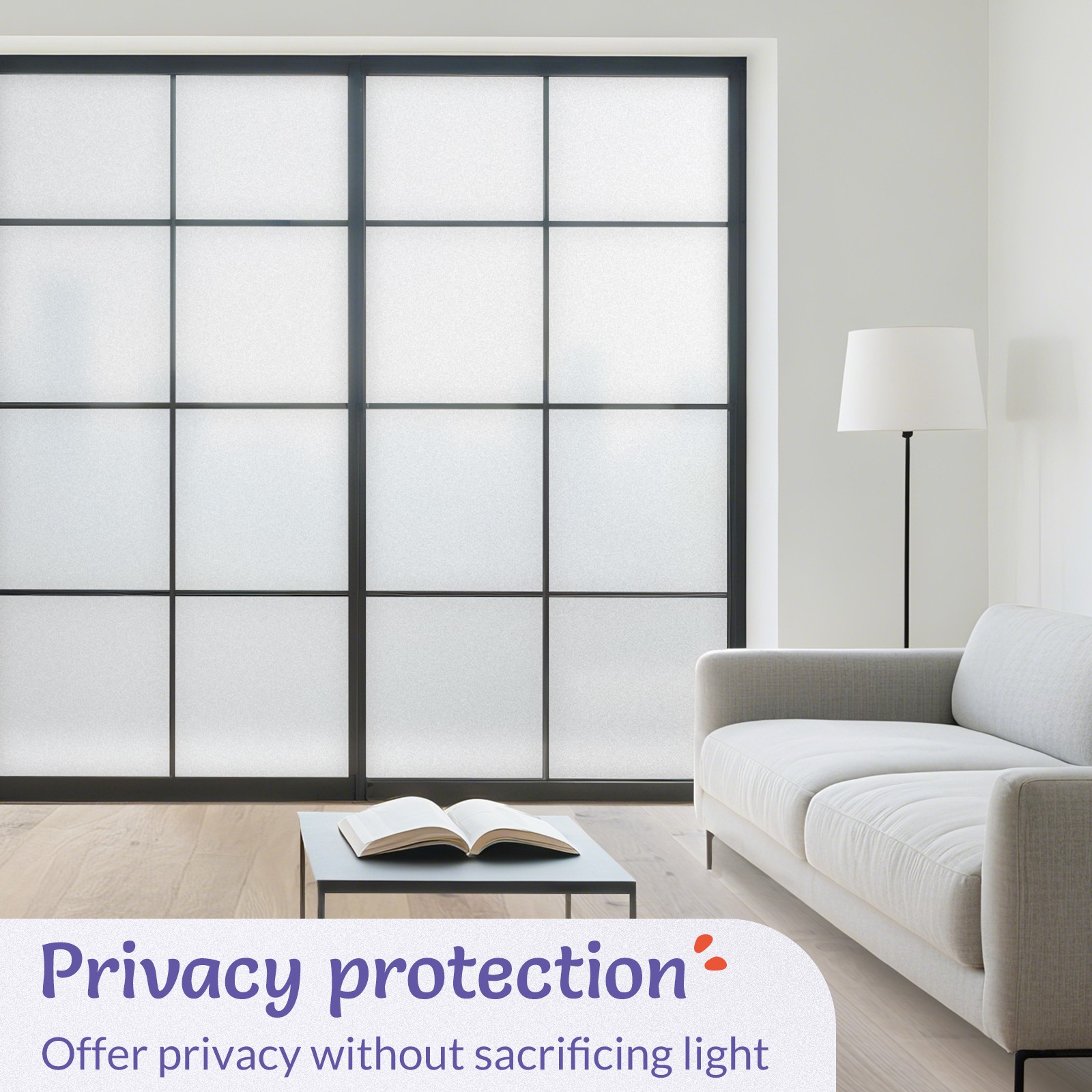 Pigo Window Privacy Film Frosted Static Cling Glass Sticker Opaque Pure White