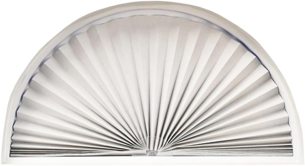 No Tools Arch Light Blocking Pleated Fabric Shade White, 72″ W x 36″ H