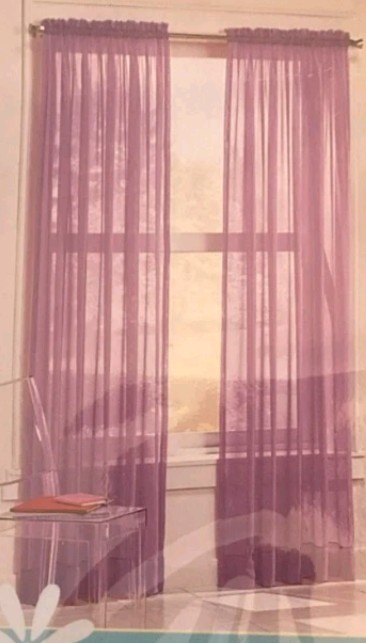 Sheer maroon Rod Pocket Curtain Panels Modern Solid Any Room
