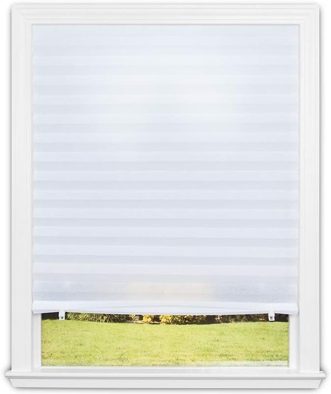 No Tools Light Filtering Pleated Fabric Shade White, 36″ W x 72″ L, 1 Pack