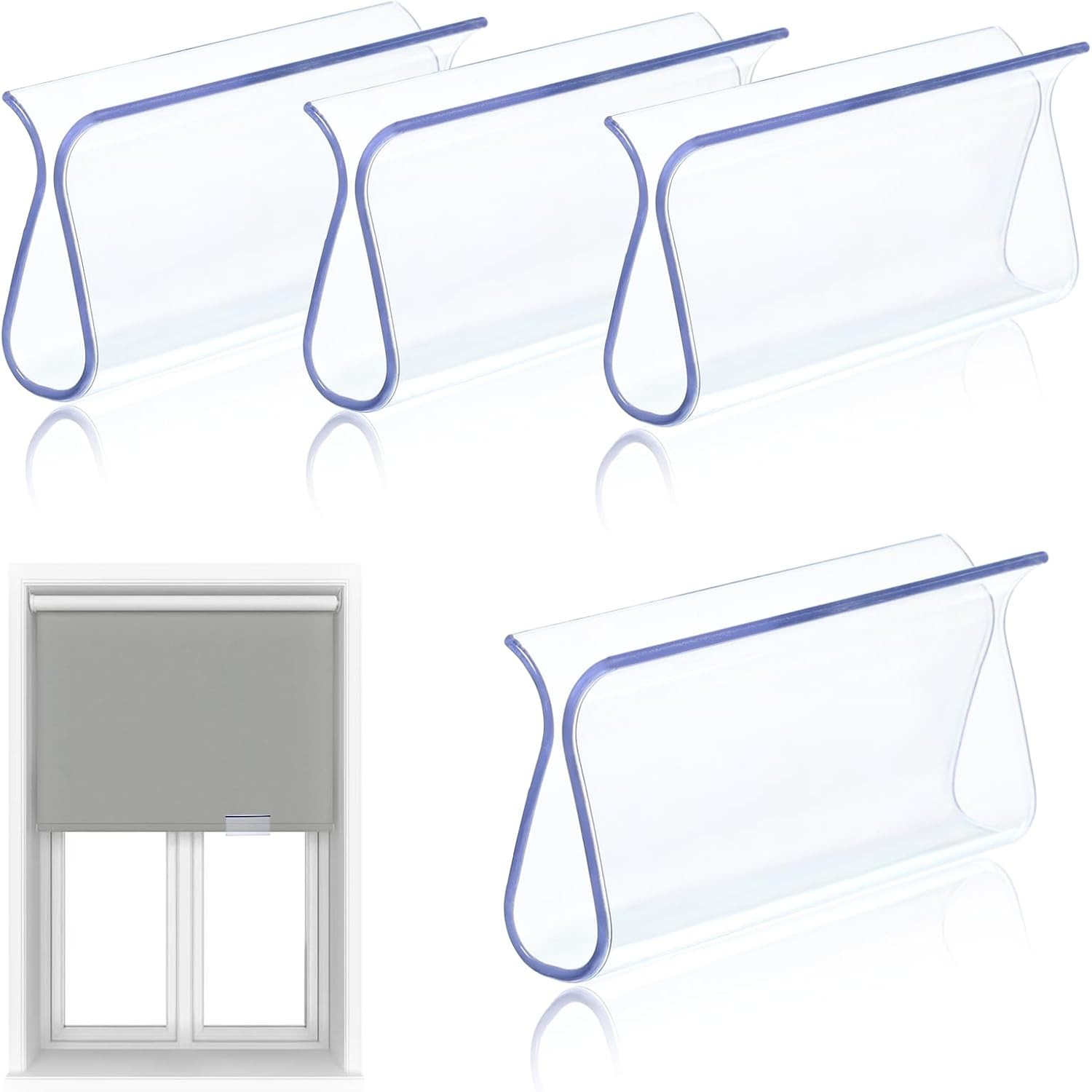 4 Pieces Clear Window Shade for Roller Pull down Roller Shades Handle Blinds for